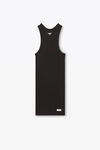 Alexander Wang black racer tank loungewear dress in ribbed cotton jersey