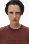 Alexander Wang acid bright red shrunken logo embossed tee in cotton