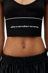 alexander wang logo elastic bra in ribbed jersey    black