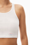alexander wang cropped racerback tank in ribbed jersey white