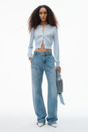 Alexander Wang ariel blue logo-embroidered cropped cardigan in viscose