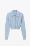 Alexander Wang sky blue high-frequency stacked logo cardigan in merino wool