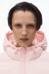 Alexander Wang light pink cropped hooded puffer vest with reflective logo