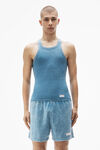 Alexander Wang washed blue men's racerback tank in ribbed cotton