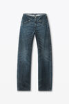 Alexander Wang black crackle indigo clear crystal hotfix moto pant in cotton denim
