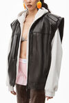 alexander wang oversized moto vest in buttery leather black