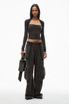 Alexander Wang washed charcoal ruched top in sueded jersey
