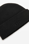 alexander wang logo beanie in soft stretch wool black