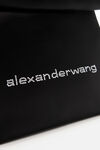 alexander wang lunch bag crystal logo clutch in satin black