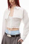alexander wang layered smocked cami in compact cotton white