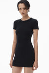Alexander Wang black 徽标提花弹力短袖迷你连衣裙