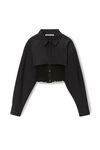 alexander wang layered smocked cami in compact cotton black
