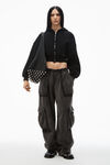 Alexander Wang faded black 棉质短款拉链连帽衫