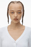 Alexander Wang white crystal hotfix long-sleeve cardigan in waffle knit