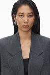 Alexander Wang charcoal 透明珠烫钻装饰羊毛斜纹布加大款宽松西装外套