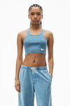 Alexander Wang washed blue 罗纹棉短款工字背心