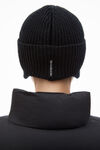 Alexander Wang black 徽标耳罩针织帽（罗纹羊毛弹力）