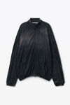 Alexander Wang fog crease wash 褶皱印花棉质汉麻平纹针织布机车夹克