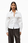 OPEN TWISTED SHIRT IN COMPACT COTTON