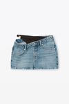 alexander wang 不对称比基尼叠搭牛仔迷你半裙 vintage light indigo