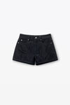 Alexander Wang washed black shorty high-rise short in crystal hotfix denim