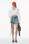 Alexander Wang white cropped shirt in organic cotton with logo elastic