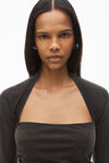 Alexander Wang washed charcoal ruched top in sueded jersey