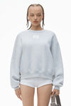 Alexander Wang light heather grey 发泡徽标装饰硬挺毛圈布运动衫