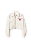 alexander wang work bomber jacket in raw denim vintage white