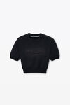 Alexander Wang washed black 黑色棉质混纺雪尼尔徽标套头衫