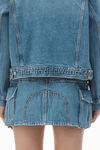 Alexander Wang vintage light indigo 棉质牛仔布加大款机车夹克