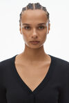 Alexander Wang black crystal hotfix long-sleeve cardigan in waffle knit