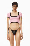 alexander wang 密织尼龙撞色低圆领 t 恤 light pink