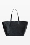 Alexander Wang black punch tote bag in crackle patent leather
