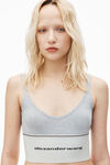 alexander wang 徽标装饰罗纹针织弹力文胸 grey