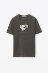 alexander wang money heart tee in compact jersey washed black