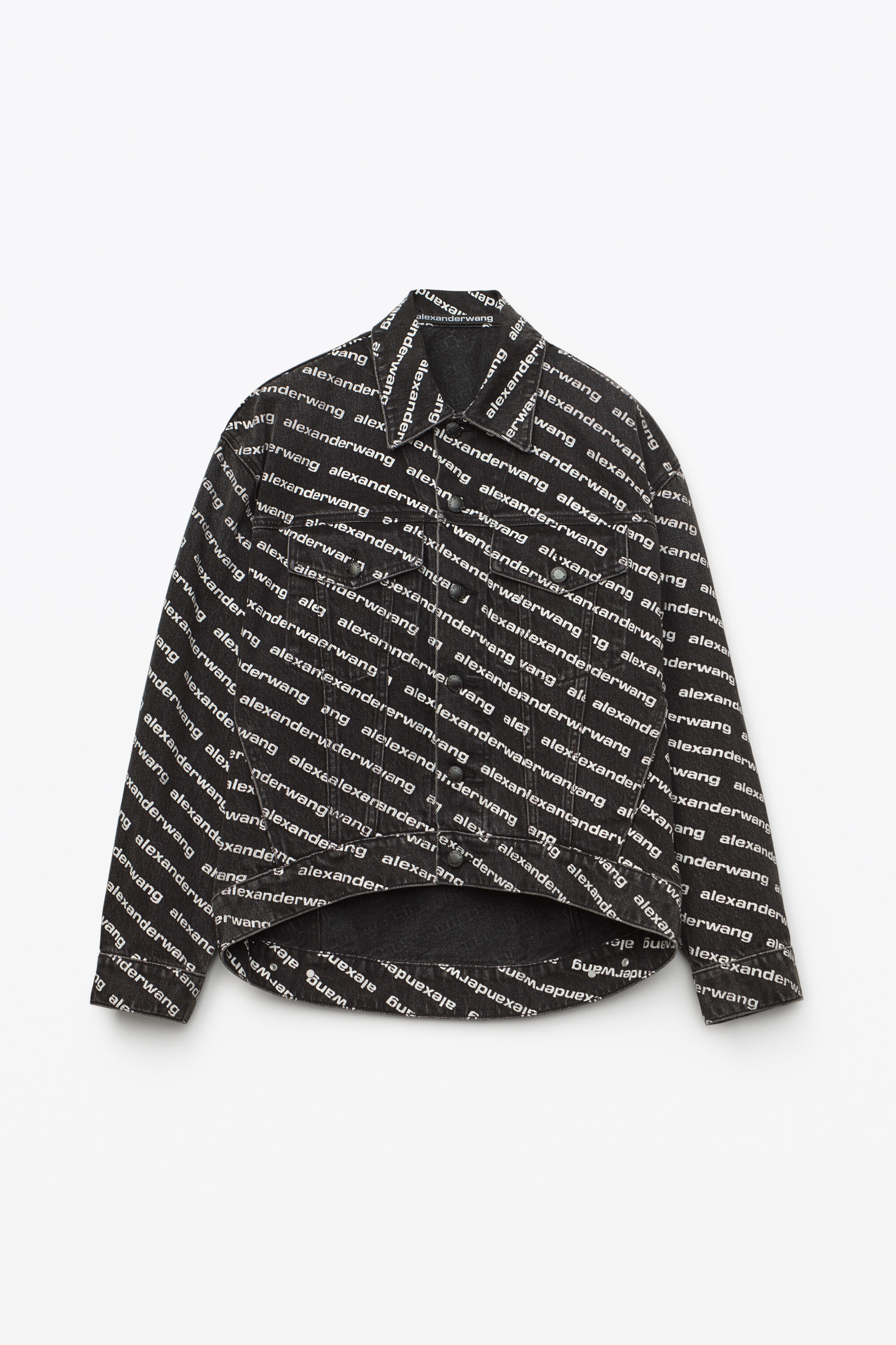 ジャケット Alexander Wang JACKET (4DC1212888 060) FALLING BACK LOGO JACKET IN GREY AGED DENIM in GREY AGED