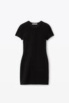 Alexander Wang black 徽标提花弹力短袖迷你连衣裙