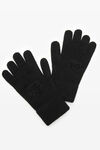 alexander wang embossed logo gloves in stretch wool black