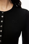 Alexander Wang black logo embossed shrunken cardigan in superfine merino wool