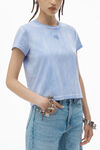Alexander Wang washed pale blue 徽标装饰棉质平纹针织布紧身 t 恤