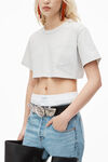 alexander wang crop tee in high twist jersey   light heather grey