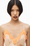 alexander wang lace slip dress in silk charmeuse peach sorbet
