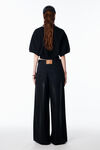 Alexander Wang black cropped cinched cotton polo