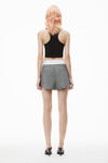 Alexander Wang light heather grey high-waist pleated short with logo elastic