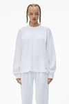 Alexander Wang white 华夫纹针织水晶烫钻装饰圆领长袖 t 恤