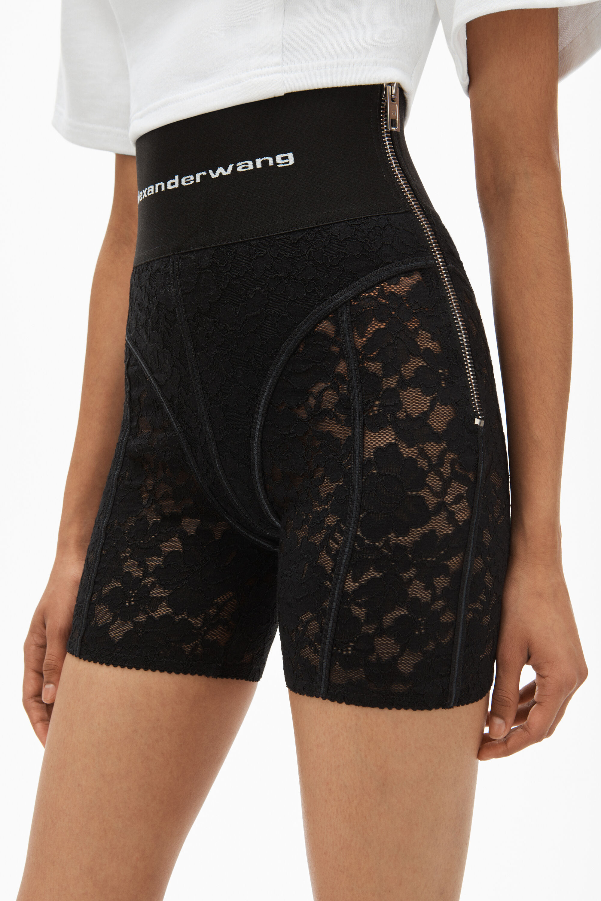 LOGO ELASTIC BIKE SHORT IN LACE BLACK 
