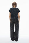 Alexander Wang washed black 做旧徽标装饰棉质平纹针织布紧身 t 恤