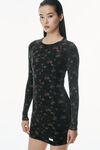 Alexander Wang washed black multi floral-print ribbed cotton minidress