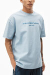 alexander wang puff logo short sleeve tee in compact jersey light blue heather